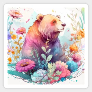 Grizzly Bear Portrait Animal Painting Wildlife Outdoors Adventure Sticker